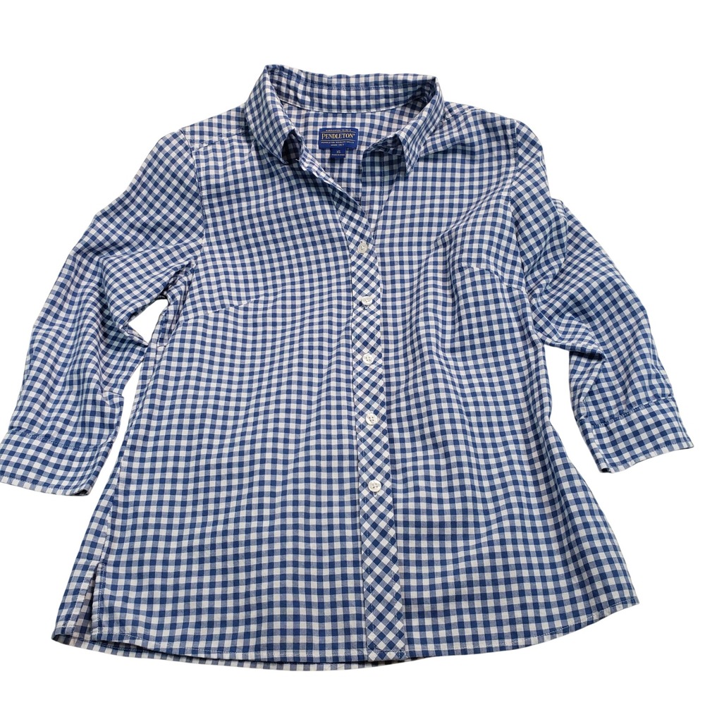 Pendleton Blue White Gingham Check Button Down Sh… - image 2